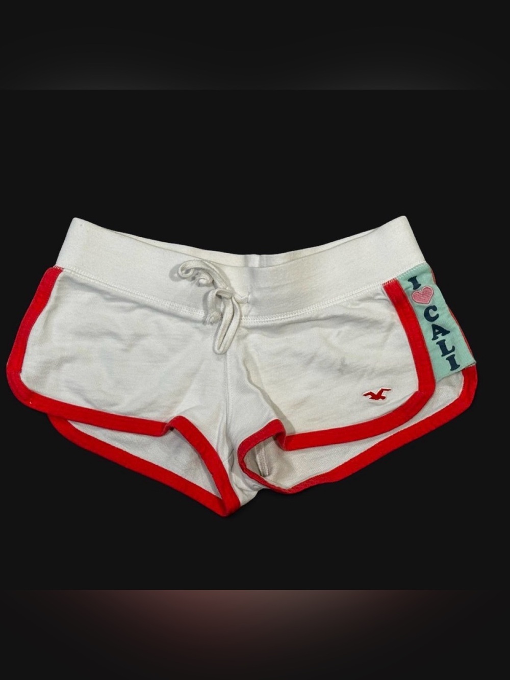Vintage Y2k Hollister White I Heart Cali Cloth Lowrise Shorts XS